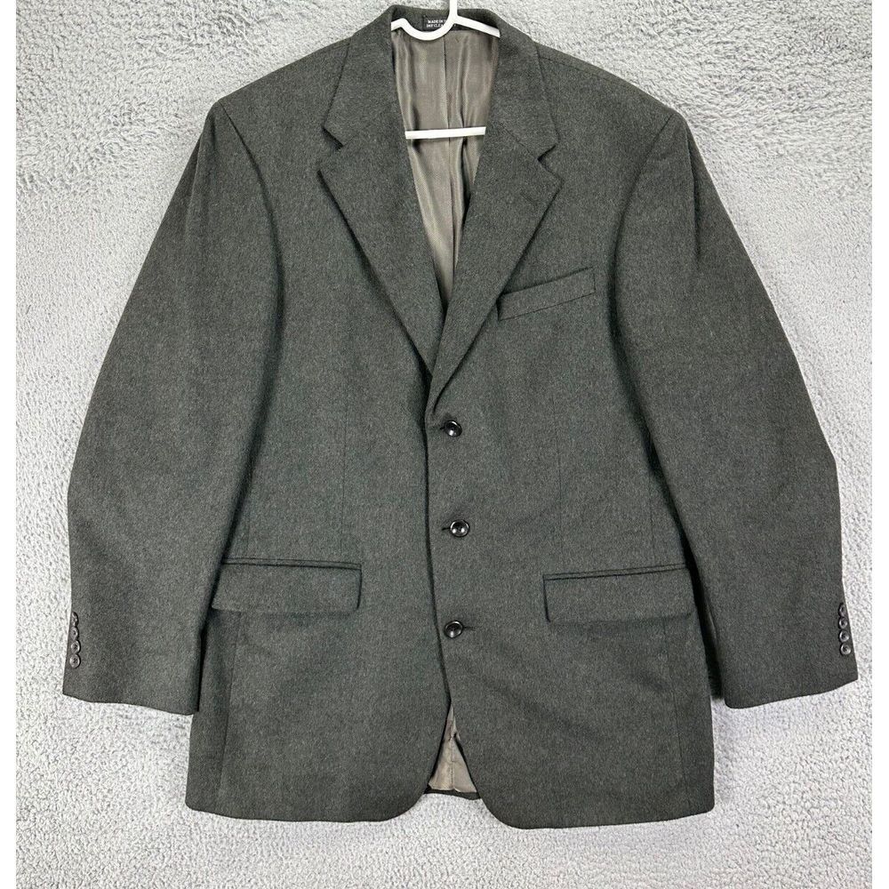 Oscar De La‎ Renta Blazer Mens 42L Olive Green Wool Cashmere Nylon Blend Tuxedo